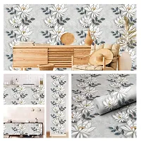 Self Adhesive Wall Stickers for Home Decoration Extra Large Size 300x40Cm Wallpaper for Walls SilverLotusFlower Wall stickers for Bedroom  Bathroom  Kitchen  Living Room Pack of -1-thumb2