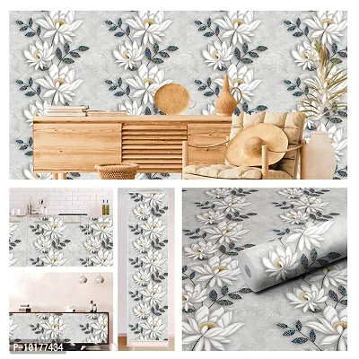 Self Adhesive Wall Stickers for Home Decoration Extra Large Size 300x40Cm Wallpaper for Walls SilverLotusFlower Wall stickers for Bedroom  Bathroom  Kitchen  Living Room Pack of -1-thumb3