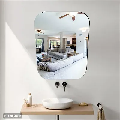 Classic Self Adhesive Wall Mirror Stickers Big Size (30x20) Cm Frameless Mirror for Wall Stickers (B-GlassMirror)-thumb0