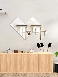 4Big Square Mirror Wall Stickers For Wall Size 15x15Cm Acrylic Mirror For Wall Stickers for Bedroom  Bathroom  Kitchen  Living Room Decoration Items Pack of -4 Silver-thumb2