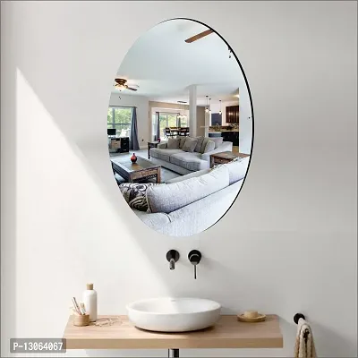 Classic Self Adhesive Wall Mirror Stickers Big Size (30x20) Cm Frameless Mirror for Wall Stickers (Mr-OvalMirror)-thumb0