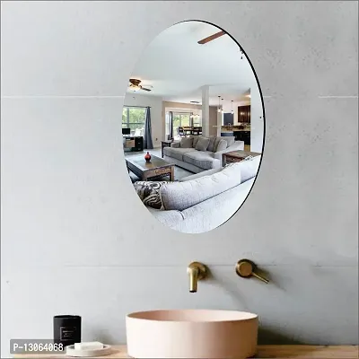 Classic Self Adhesive Wall Mirror Stickers Big Size (30x20) Cm Frameless Mirror for Wall Stickers (Ms-OvalMirror)