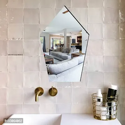 Classic Self Adhesive Wall Mirror Stickers Big Size (30x20) Cm Frameless Mirror for Wall Stickers (B-PentagonMirror)