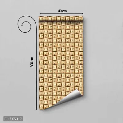 Self Adhesive Wall Stickers for Home Decoration Extra Large Size 300x40Cm Wallpaper for Walls GoldenStripsSquare Wall stickers for Bedroom  Bathroom  Kitchen  Living Room Pack of -1