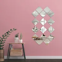 16Big Square Mirror Wall Stickers For Wall Size 15x15Cm Acrylic Mirror For Wall Stickers for Bedroom  Bathroom  Kitchen  Living Room Decoration Items Pack of -16 Silver-thumb2