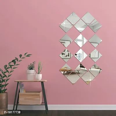 16Big Square Mirror Wall Stickers For Wall Size 15x15Cm Acrylic Mirror For Wall Stickers for Bedroom  Bathroom  Kitchen  Living Room Decoration Items Pack of -16 Silver-thumb3