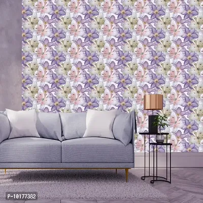 Self Adhesive Wall Stickers for Home Decoration Extra Large Size 300x40Cm Wallpaper for Walls PurpleFlower Wall stickers for Bedroom  Bathroom  Kitchen  Living Room Pack of -1-thumb2
