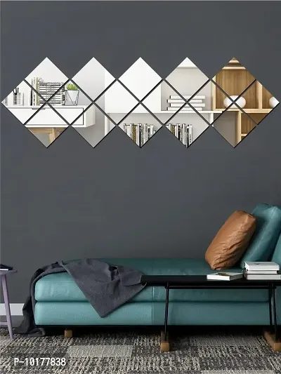 16Big Square Mirror Wall Stickers For Wall Size 15x15Cm Acrylic Mirror For Wall Stickers for Bedroom  Bathroom  Kitchen  Living Room Decoration Items Pack of -16 Silver-thumb3