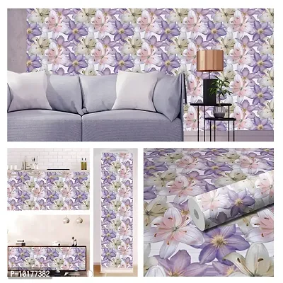 Self Adhesive Wall Stickers for Home Decoration Extra Large Size 300x40Cm Wallpaper for Walls PurpleFlower Wall stickers for Bedroom  Bathroom  Kitchen  Living Room Pack of -1-thumb3