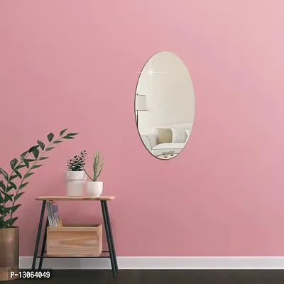 Classic Self Adhesive Wall Mirror Stickers Big Size (30x20) Cm Frameless Mirror for Wall Stickers (WD-OvalMirror)