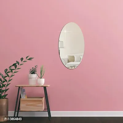 Classic Self Adhesive Wall Mirror Stickers Big Size (30x20) Cm Frameless Mirror for Wall Stickers (WD-OvalMirror)-thumb0