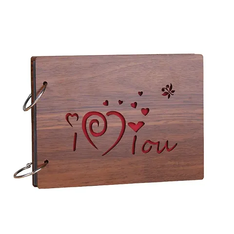 Love Theme Couples Wooden Scrapbook/ Photo Album