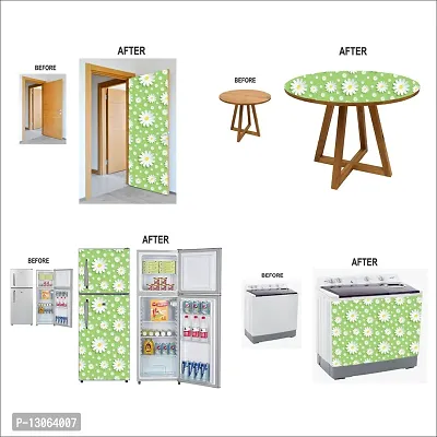 Classic Self Adhesive Wall Stickers For Kitchen Big Size (200x40)Cm  (GreenandWhiteFlower) Wallpaper for Walls Of Kitchen | Bedroom | Living Room Pack Of - 1-thumb5
