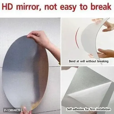Classic Self Adhesive Wall Mirror Stickers Big Size (30x20) Cm Frameless Mirror for Wall Stickers (A-OvalMirror)-thumb3