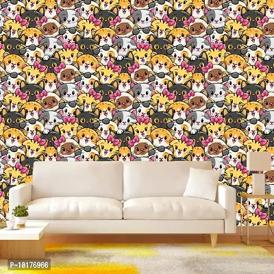 Self Adhesive Wall Stickers for Home Decoration Extra Large Size 300x40Cm Wallpaper for Walls CatFaces Wall stickers for Bedroom  Bathroom  Kitchen  Living Room Pack of -1-thumb2