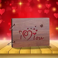 Classic Wooden Scrapbook Photo Albums (ILoveYou) Large Size (22x16)Cm| Scrap Books for Memories | 40 Black Papers-thumb3