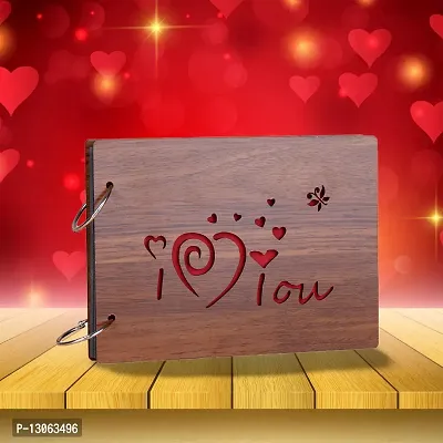 Classic Wooden Scrapbook Photo Albums (ILoveYou) Large Size (22x16)Cm| Scrap Books for Memories | 40 Black Papers-thumb4