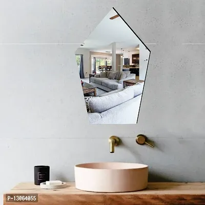 Classic Self Adhesive Wall Mirror Stickers Big Size (30x20) Cm Frameless Mirror for Wall Stickers (A-PentagonMirror)