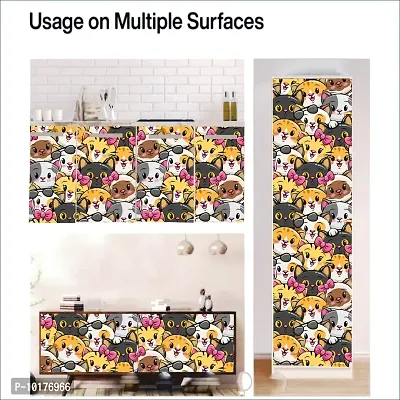 Self Adhesive Wall Stickers for Home Decoration Extra Large Size 300x40Cm Wallpaper for Walls CatFaces Wall stickers for Bedroom  Bathroom  Kitchen  Living Room Pack of -1-thumb5