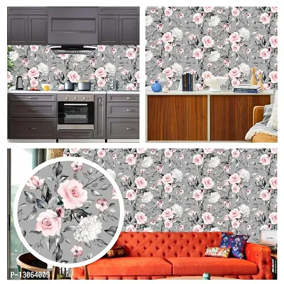 Classic Self Adhesive Wall Stickers For Kitchen Big Size (200x40)Cm  (GreyRose) Wallpaper for Walls Of Kitchen | Bedroom | Living Room Pack Of - 1-thumb0