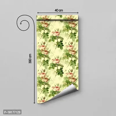 Self Adhesive Wall Stickers for Home Decoration Extra Large Size 300x40Cm Wallpaper for Walls GreenRose Wall stickers for Bedroom  Bathroom  Kitchen  Living Room Pack of -1-thumb0