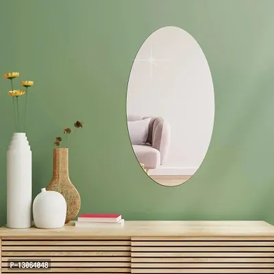 Classic Self Adhesive Wall Mirror Stickers Big Size (30x20) Cm Frameless Mirror for Wall Stickers (St-OvalMirror)-thumb0