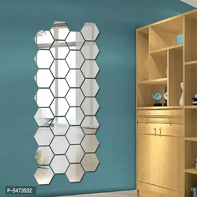 Mirror Finish Acrylic Sticker 20 Hexagon Silver