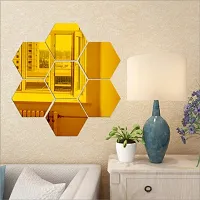 Mirror Finish Golden Acrylic Sticker 20 Hexagon Golden Pack Of 20 10X12 Cm Each For Walls Roof Door Furniture Bedroom Kids Room Kitchen Etc-thumb2