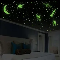 Vinyl Fluorescent Night Glow In The Dark Star Space Wall Sticker Pack Of 134 Stars Big And Small Green 12-thumb3