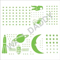 Vinyl Fluorescent Night Glow In The Dark Star Space Wall Sticker Pack Of 134 Stars Big And Small Green 12-thumb4