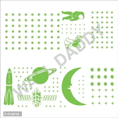 Vinyl Fluorescent Night Glow In The Dark Star Space Wall Sticker Pack Of 134 Stars Big And Small Green 12-thumb5
