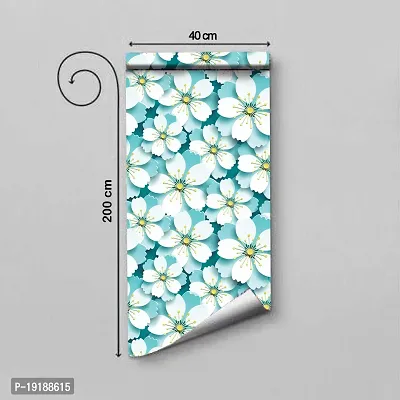 WallDaddy sticky Wallpaper for Bedroom wall stickers for bedroom | Wallpaper for bedroom Pack of 2 (Blue Flower) | (200x40)cm Oil Proof and Water Proof Self Adhesive Wallpaper.-thumb3