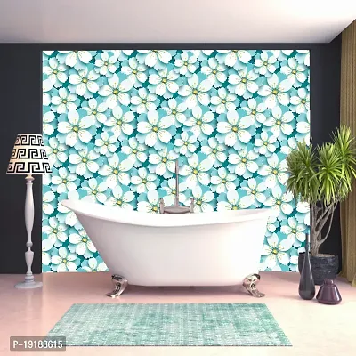 WallDaddy sticky Wallpaper for Bedroom wall stickers for bedroom | Wallpaper for bedroom Pack of 2 (Blue Flower) | (200x40)cm Oil Proof and Water Proof Self Adhesive Wallpaper.-thumb2