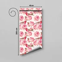 WallDaddy Wallpaper For Bedroom Wall and Wallpaper for Drawing Room Pink Bird and Rose Design Wallpaper Pack of 2 Wallpapers | Self Adhesive Wallpaper Just Peel and Stick Wall Sticker Bird Flower-thumb2