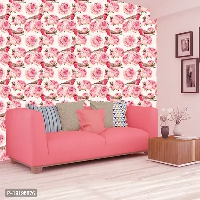 WallDaddy Wallpaper For Bedroom Wall and Wallpaper for Drawing Room Pink Bird and Rose Design Wallpaper Pack of 2 Wallpapers | Self Adhesive Wallpaper Just Peel and Stick Wall Sticker Bird Flower-thumb2