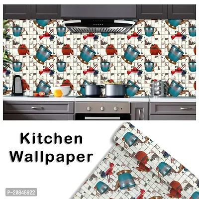 Wallpaper For Kitchen Waterproof |Kitchen Wallpapers Oil Proof | Kitchen Wallpaper Waterproof Pack of 1 Roll (40 X 200)cm Kitchen Wallpaper Waterproof Oil Proof Wall Sticker For Kitchen Wall-thumb0