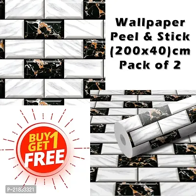 Wallpaper For Bedroom Wall and Wallpaper for Drawing Room Eent Marble Design Wallpaper Pack of 2 Wallpapers | Self Adhesive Wallpaper Just Peel and Stick Wall Sticker Eent Marble.-thumb0