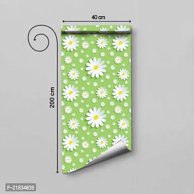 Wallpaper For Bedroom Wall and Wallpaper for Drawing Room Green White Flower Design Wallpaper Pack of 2 Wallpapers | Self Adhesive Wallpaper Just Peel and Stick Wall Sticker.-thumb3