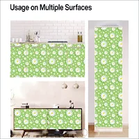 Wallpaper For Bedroom Wall and Wallpaper for Drawing Room Green White Flower Design Wallpaper Pack of 2 Wallpapers | Self Adhesive Wallpaper Just Peel and Stick Wall Sticker.-thumb3