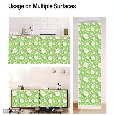 Wallpaper For Bedroom Wall and Wallpaper for Drawing Room Green White Flower Design Wallpaper Pack of 2 Wallpapers | Self Adhesive Wallpaper Just Peel and Stick Wall Sticker.-thumb4