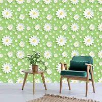 Wallpaper For Bedroom Wall and Wallpaper for Drawing Room Green White Flower Design Wallpaper Pack of 2 Wallpapers | Self Adhesive Wallpaper Just Peel and Stick Wall Sticker.-thumb1