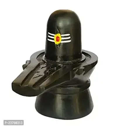 Stone 5 Shivling Idol Handcrafted And Hand Painted With Tilak, Black, 1 Pieces-thumb0