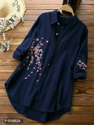 Classic Rayon Embroidered Shirt for Women-thumb0