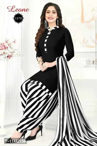 SIMPLYETNIC Womens Black Colour Crepe Printed Unstitched Salwar Suit Material