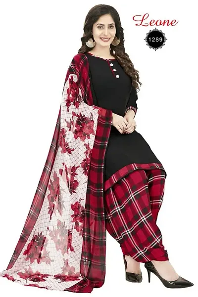 Trendy Womens Daily Wear Crepe Printed Dress Material with Dupatta