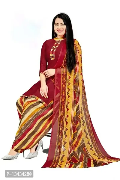 Classic Crepe Printed Dress Material with Dupatta for Women