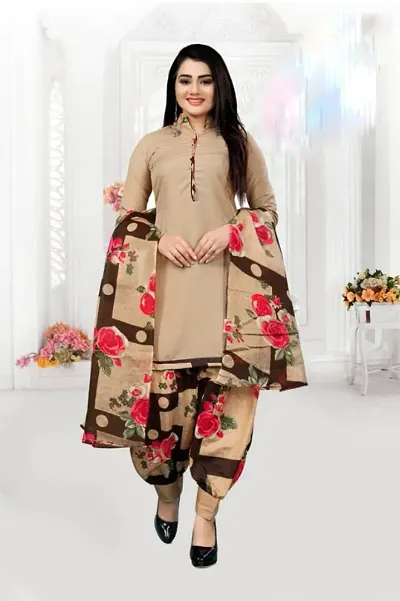 Fancy Crepe Printed Unstitched Dress Material With Dupatta
