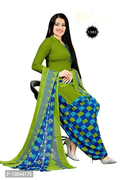 Classic Crepe Printed Dress Material with Dupatta for Women-thumb0