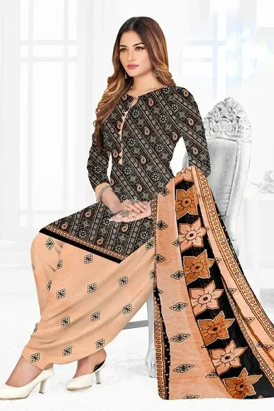 Fancy Crepe Printed Unstitched Dress Material With Dupatta