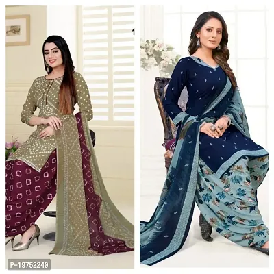 Fancy Crepe Unstitched Dress Material for Women Pack Of 2